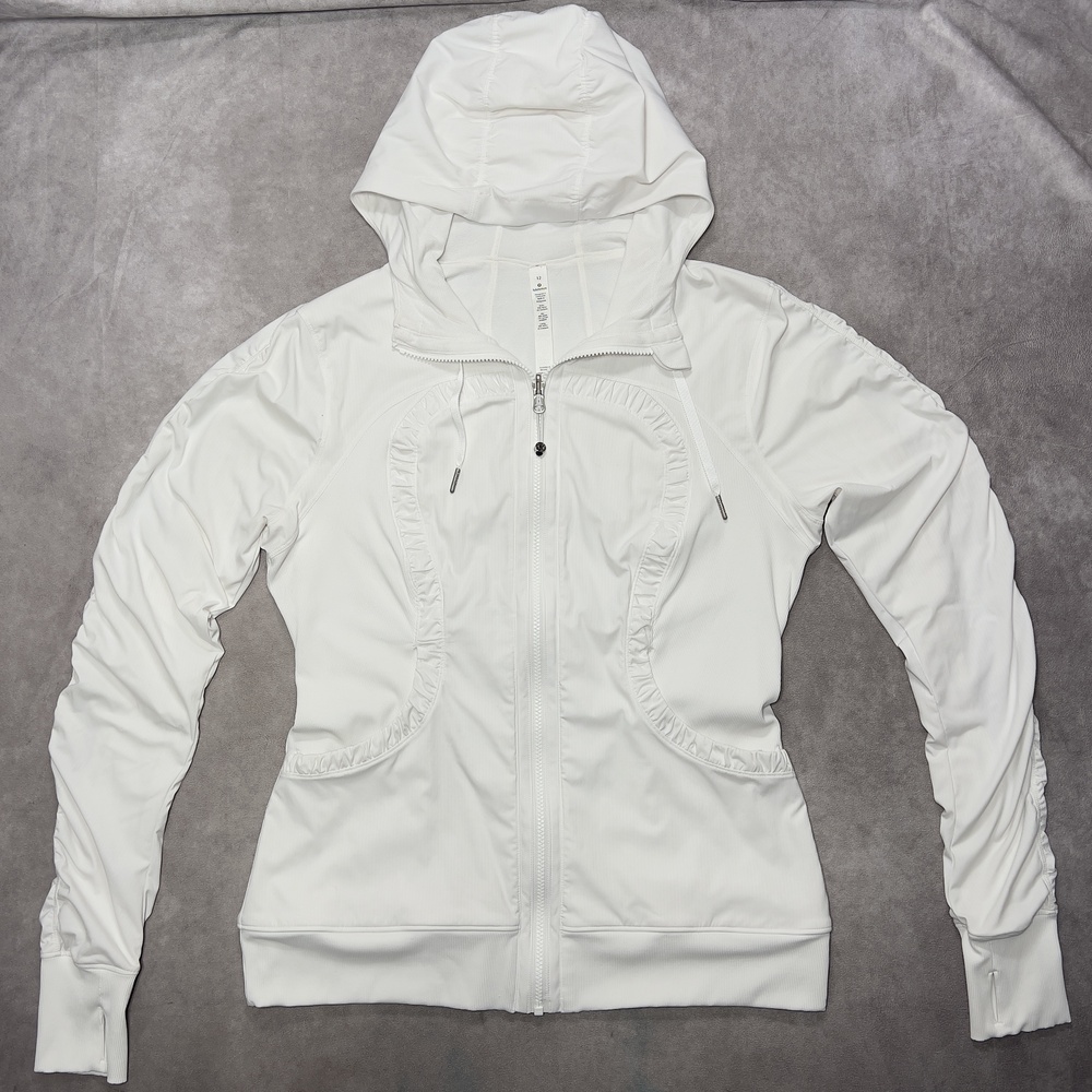 Lululemon Jacket Womens 12 White Dance Studio III Hooded Full Zip Reversible